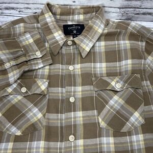 Freenote Cloth Lightweight Flannel Shirt Men's Medium Brown Plaid Made In USA